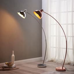 image-Arco Curved Arched Standard Floor Lamp Light & Bell Shade, Chrome