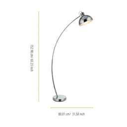 image-Arco Curved Arched Standard Floor Lamp Light & Bell Shade, Chrome