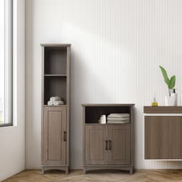 image-Wooden Bathroom Tall Linen Tower Storage Cabinet EHF-F0012