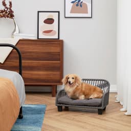 image-Indoor Outdoor Woven Cat & Dog Sofa Bed Lounger Grey ST-N10007-UK