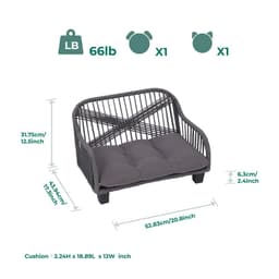 image-Indoor Outdoor Woven Cat & Dog Sofa Bed Lounger Grey ST-N10007-UK