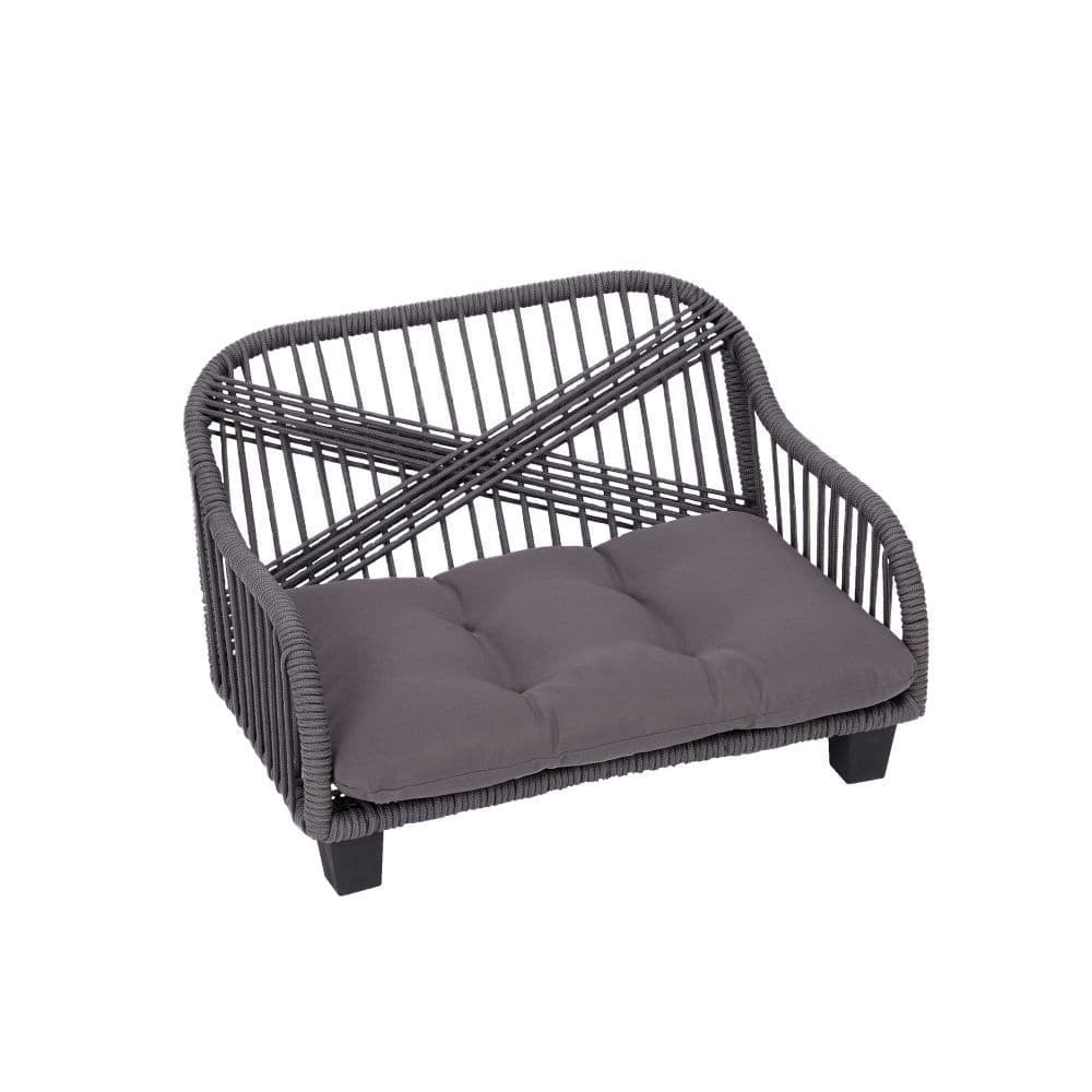 image-Indoor Outdoor Woven Cat & Dog Sofa Bed Lounger Grey ST-N10007-UK