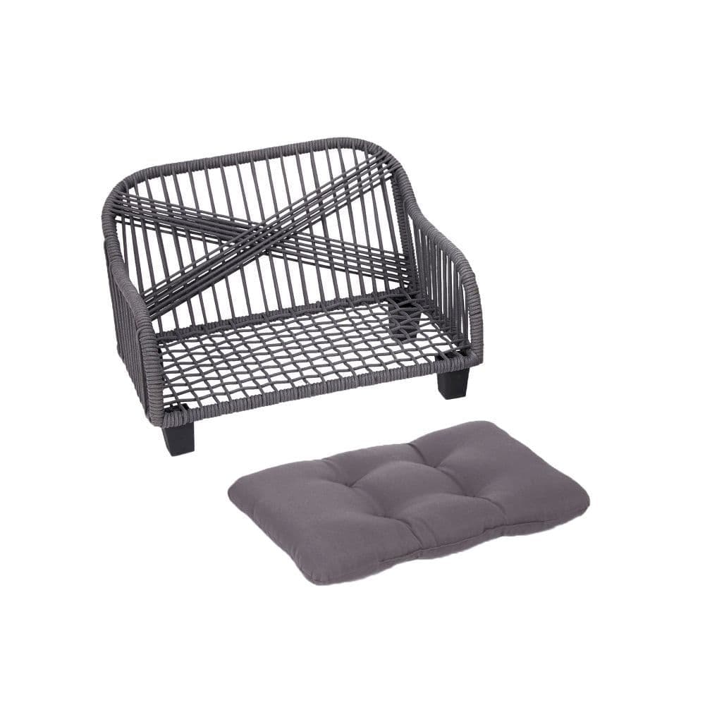 image-Indoor Outdoor Woven Cat & Dog Sofa Bed Lounger Grey ST-N10007-UK