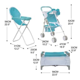 image-Olivia's Little World 3-in-1 Doll Stroller, Doll High Chair & Cot Set OL-00013