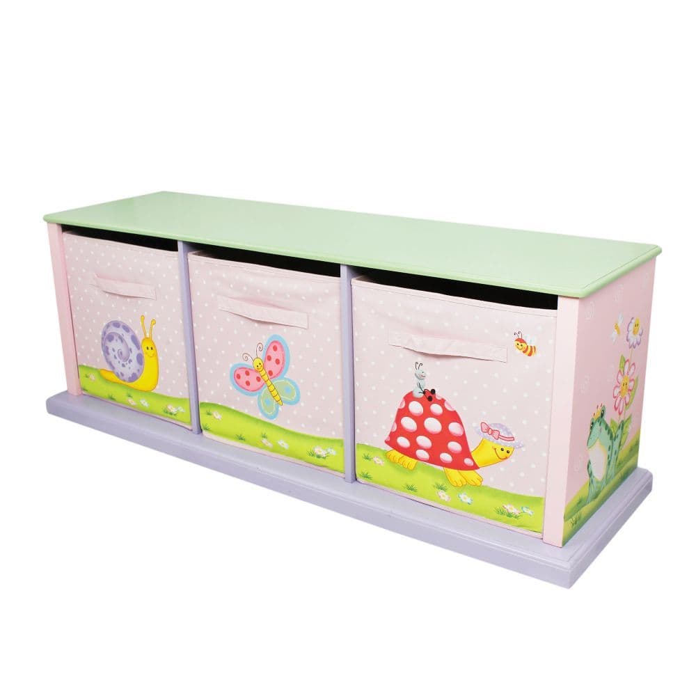 image-Fantasy Fields Magic Garden Kids Wooden Storage Canvas Drawers Toy Box TD-0132A