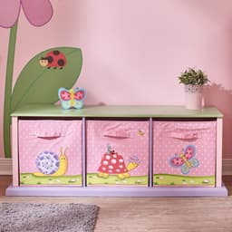 image-Fantasy Fields Magic Garden Kids Wooden Storage Canvas Drawers Toy Box TD-0132A