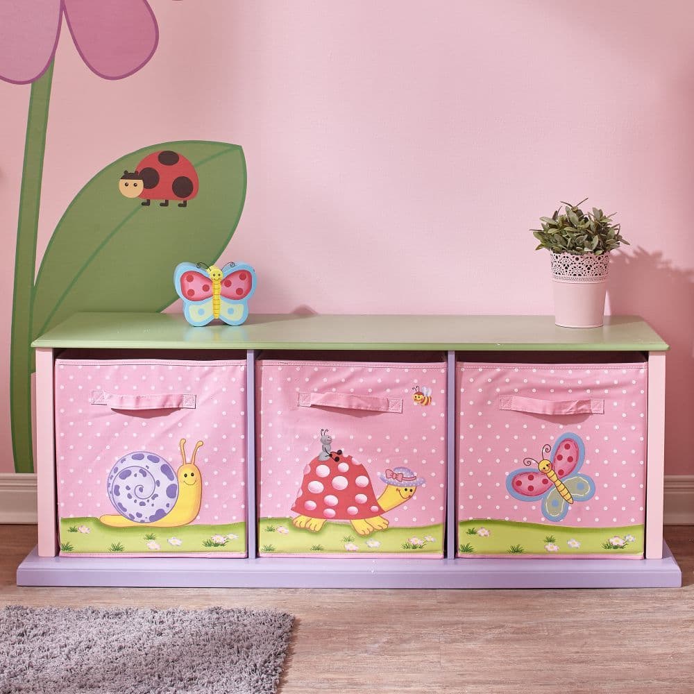 image-Fantasy Fields Magic Garden Kids Wooden Storage Canvas Drawers Toy Box TD-0132A