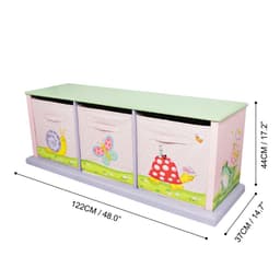 image-Fantasy Fields Magic Garden Kids Wooden Storage Canvas Drawers Toy Box TD-0132A