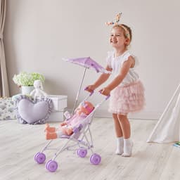 image-Olivia's Little World Baby Doll Stroller Pushchair & Parasol Purple OL-00005