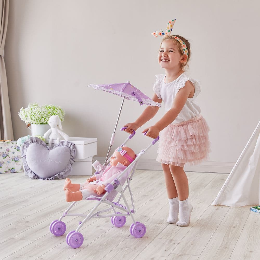image-Olivia's Little World Baby Doll Stroller Pushchair & Parasol Purple OL-00005