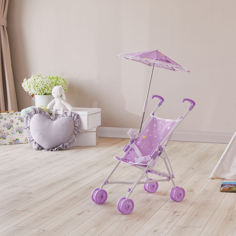 image-Olivia's Little World Baby Doll Stroller Pushchair & Parasol Purple OL-00005