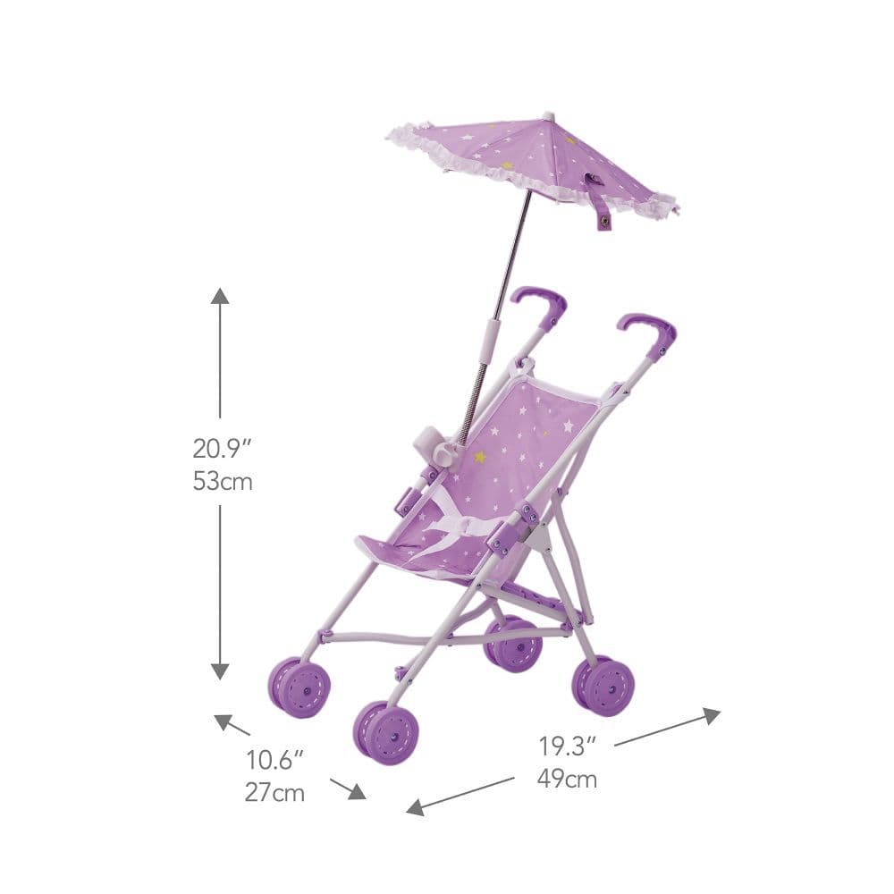 image-Olivia's Little World Baby Doll Stroller Pushchair & Parasol Purple OL-00005