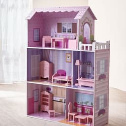 image-Olivia's Little World Dolls House Wooden Doll House & 13 Accessories KYD-10922A