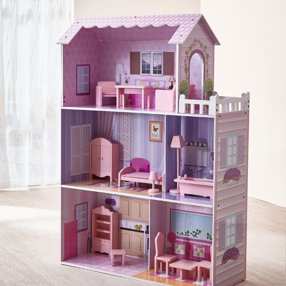 image-Olivia's Little World Dolls House Wooden Doll House & 13 Accessories KYD-10922A