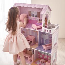 image-Olivia's Little World Dolls House Wooden Doll House & 13 Accessories KYD-10922A