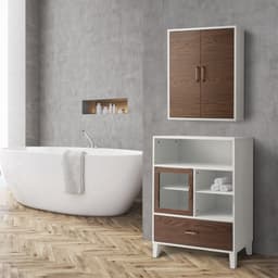 image-Tyler Wooden Bathroom Wall Medicine Cabinet White/Brown EHF-F0011