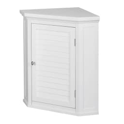image-Bathroom Cupboard White Wooden Wall Corner Cabinet ELG-587