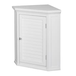 image-Bathroom Cupboard White Wooden Wall Corner Cabinet ELG-587