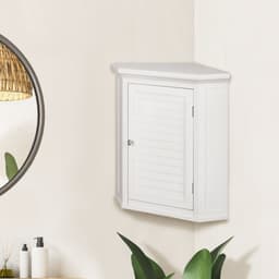 image-Bathroom Cupboard White Wooden Wall Corner Cabinet ELG-587
