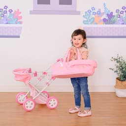 image-Olivia's Little World Twinkle Stars Deluxe Baby Doll Stroller Pram Pink OL-00011