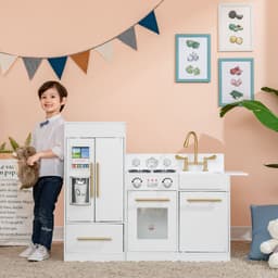 image-White Wooden Toy Kitchen by Toy Cooker Play Kitchen Set TD-12302WR