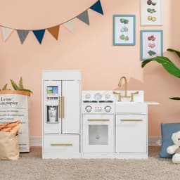 image-White Wooden Toy Kitchen by Toy Cooker Play Kitchen Set TD-12302WR