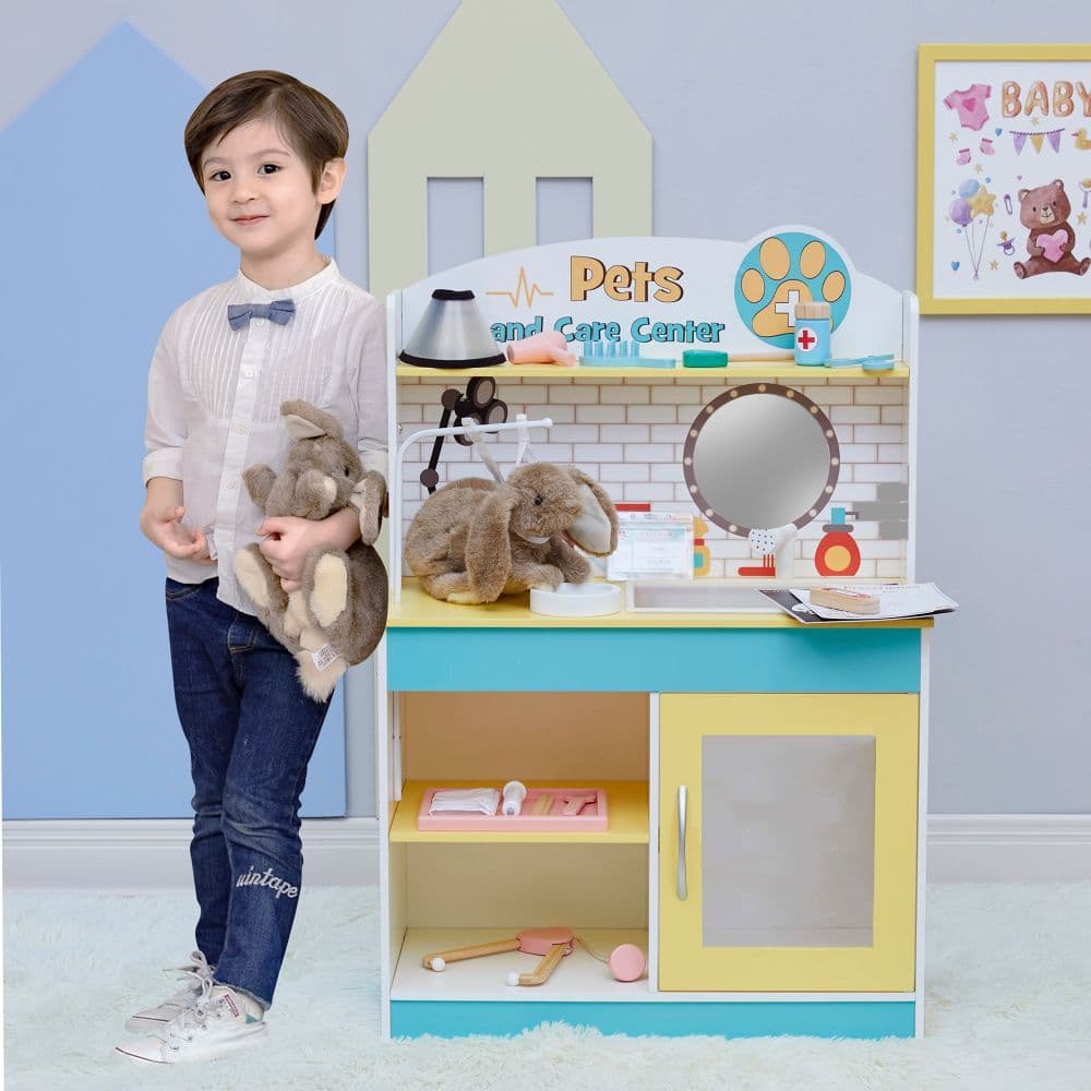 image-Pet Play Stand Toy Set & 16 Pretend Role Play Accessories TD-13636A