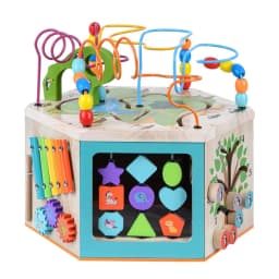 image-Preschool 7 in 1 Large Educational Wooden Activity Cube PS-T0005