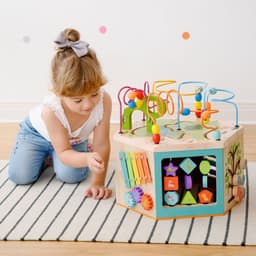 image-Preschool 7 in 1 Large Educational Wooden Activity Cube PS-T0005