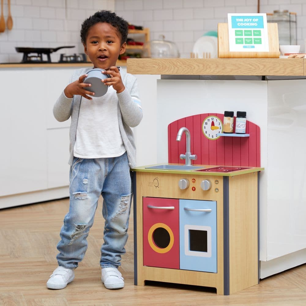 image-Porto Small Interactive Wooden Kitchen Playset & 4 Accessories