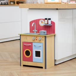 image-Porto Small Interactive Wooden Kitchen Playset & 4 Accessories