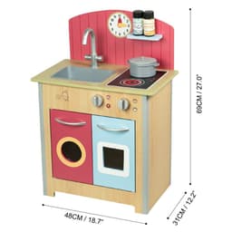 image-Porto Small Interactive Wooden Kitchen Playset & 4 Accessories
