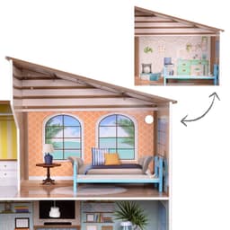 image-Olivia's Little World Large Kids Wooden Dolls House 3 Floors & 17 Accessories