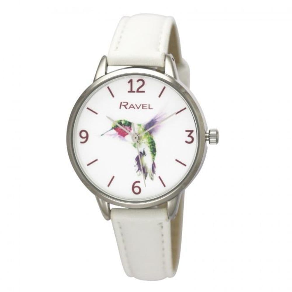 image-Ravel Women's Hummingbird Watch - White RF010.4
