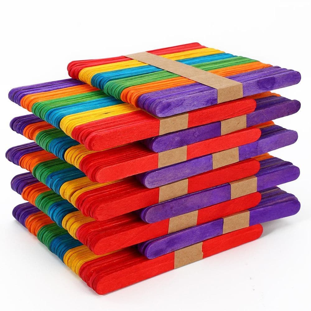image-Coloured Wooden Lolly Sticks For Desserts Kids DIY Art Project & Crafts