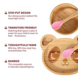 image-Bamboo Panda Plate Bowl & Spoon Set Suction Bowl Stay-Put Design