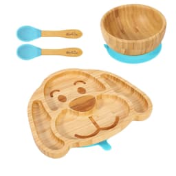 image-Bamboo Dog Plate Bowl & Spoon Set Suction Bowl Stay-Put Design