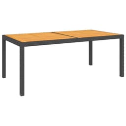 image-Garden Table 90x90x75 cm Poly Rattan and Acacia Wood Black