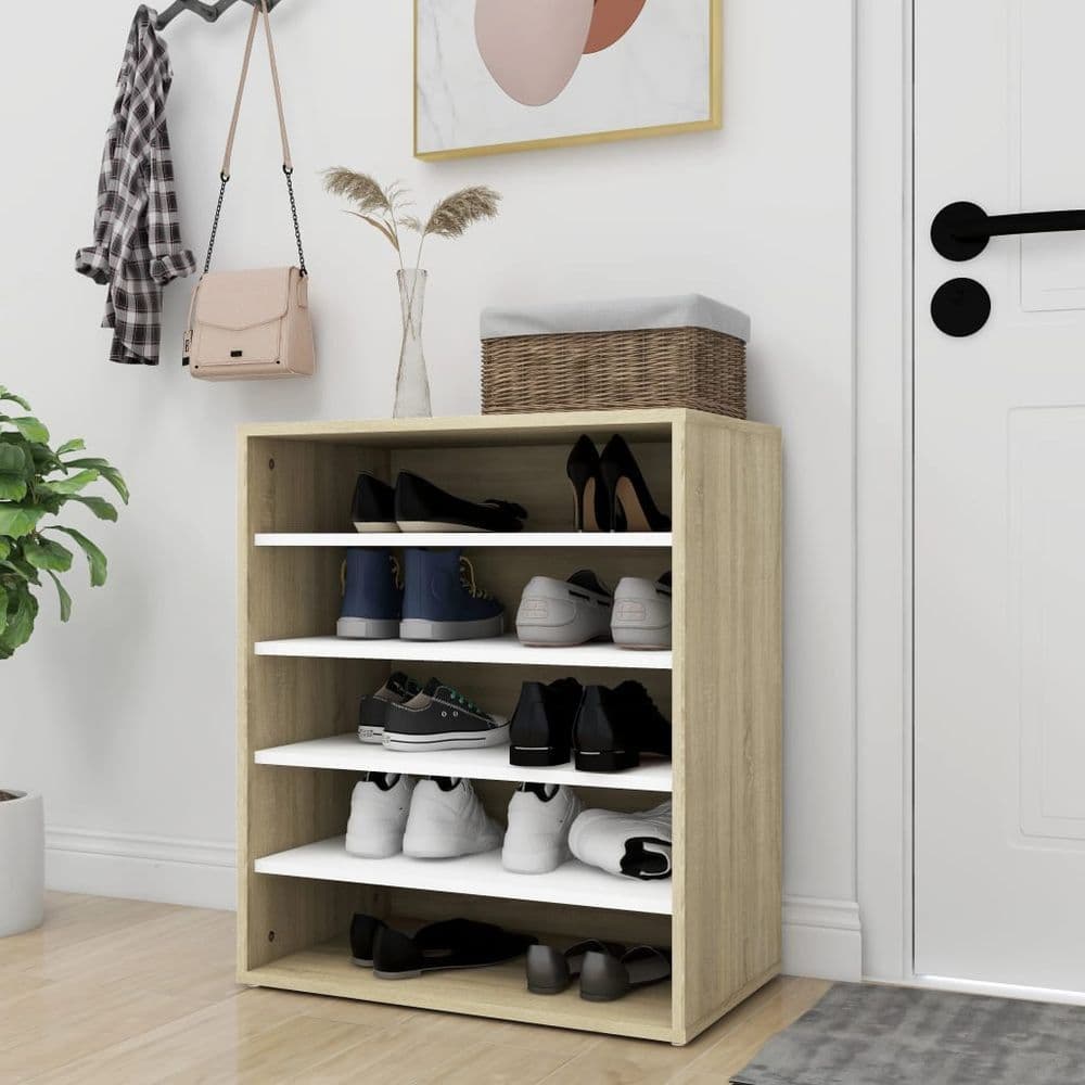image-vidaXL Shoe Cabinet Smoked Oak 60x35x70 cm Engineered Wood