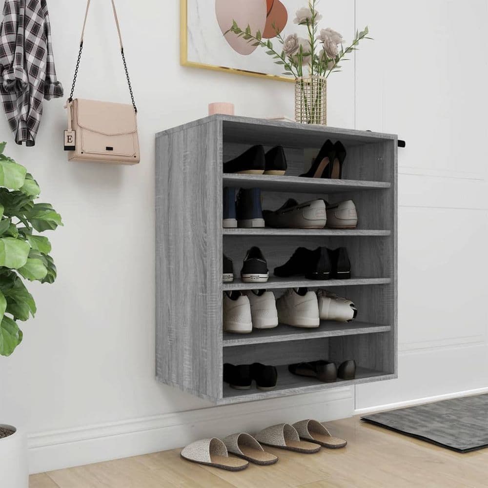 image-vidaXL Shoe Cabinet Smoked Oak 60x35x70 cm Engineered Wood