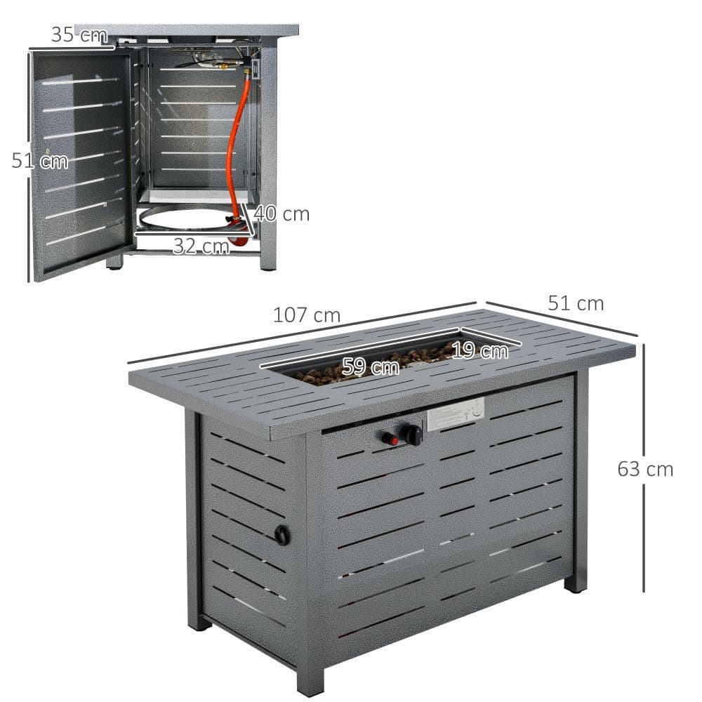 image-Propane Gas Fire Pit Table Smokeless Firepit Outdoor Heater Cover Lava Rocks Lid