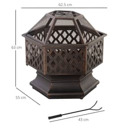 image-Outdoor Fire Pit with Screen Cover, Portable Wood Burning Firebowl