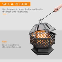 image-Outdoor Fire Pit with Screen Cover, Portable Wood Burning Firebowl