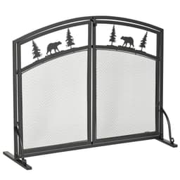 image-Fire Guard with Double Doors, Metal Mesh Fireplace Screen, Spark Flame Barrier