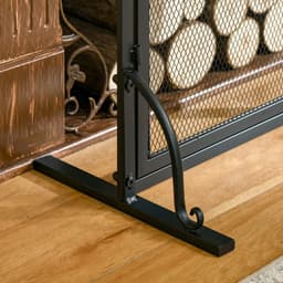 image-Fire Guard with Double Doors, Metal Mesh Fireplace Screen, Spark Flame Barrier