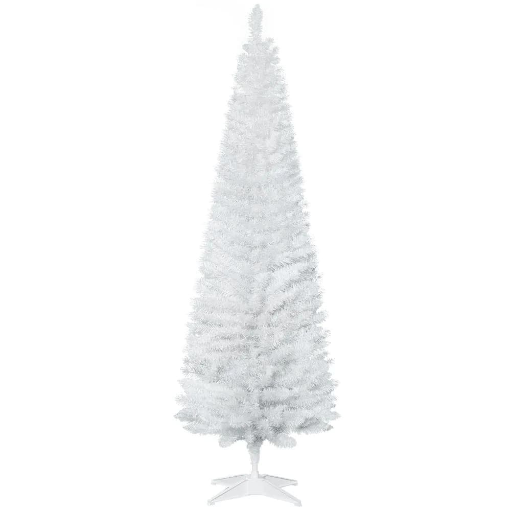 image-1.8m 6ft Artificial Pine Pencil Slim Christmas Tree with 390 Branch Tips White