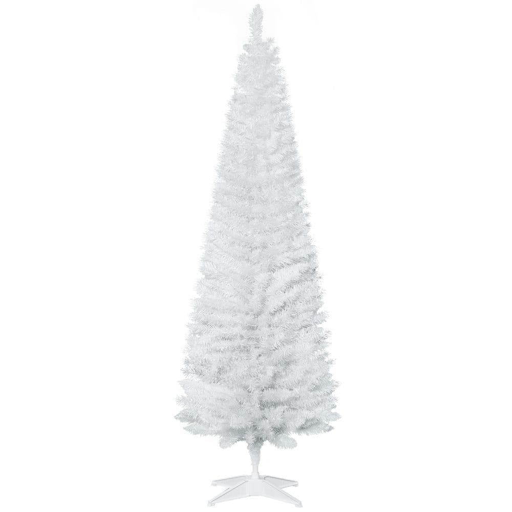 image-1.8m 6ft Artificial Pine Pencil Slim Christmas Tree with 390 Branch Tips White