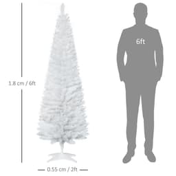 image-1.8m 6ft Artificial Pine Pencil Slim Christmas Tree with 390 Branch Tips White