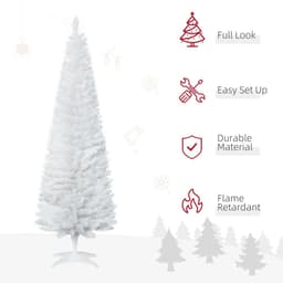 image-1.8m 6ft Artificial Pine Pencil Slim Christmas Tree with 390 Branch Tips White