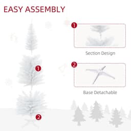 image-1.8m 6ft Artificial Pine Pencil Slim Christmas Tree with 390 Branch Tips White